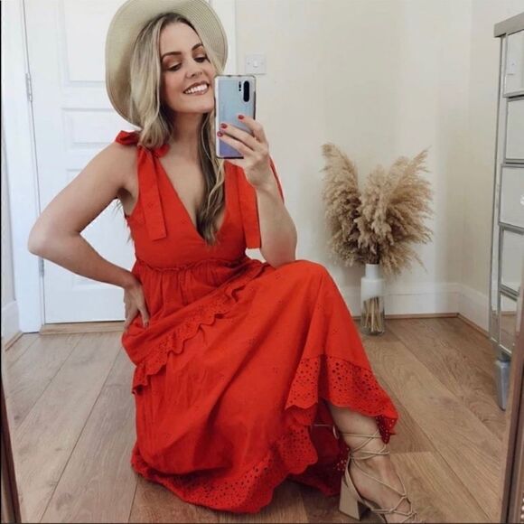 ZARA OPENWORK EMBROIDERED DRESS WITH BOW STRAPS - Picture 4 of 13